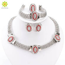 Oval Shape Silver Plated Crystal Jewelry Set Fashion Wedding Bridal African Costume Jewelry Sets For Women 2024 - buy cheap