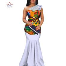 Vestido longo estampado africano aplique para mulheres bazin rico vestidos com cortina estilo sereia roupas de casamento personalizadas wy3377 2024 - compre barato