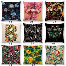 Latest Gorgeous Death Beautiful Skull Floral Garden Colorful Flower God Meaning of Life Cushion Cover Car Sofa Throw Pillow Case 2024 - buy cheap