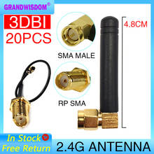 Antena Wifi de 2,4 Ghz, conector macho SMA 2dbi, enrutador de 2,4 ghz, color blanco, 21cm de RP-SMA, Cable Pigtail macho, 20 Uds. 2024 - compra barato