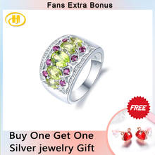 Hutang-Anillo de peridoto Natural para mujer, sólida plata 925 granate, piedra preciosa verde fina, joyería nupcial, regalo 2024 - compra barato