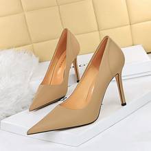 2022 Spring New Elegant Women 9cm High Heels Pumps Tacones Formal Lady Nude Red Black Stiletto Heels Pointed Toe Valentine Shoes 2024 - buy cheap