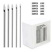 100PCS Piercing Needles Mixed Size 12G 14G 16G 18G 20G Sterile Body Piercing Needles For Tattoo Permanent Makeup Free Shipping 2024 - buy cheap