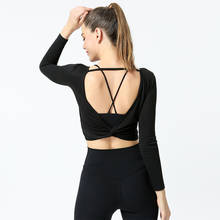 Camisa feminina lisa yoga corrida, camisa feminina manga comprida top sexy 2024 - compre barato