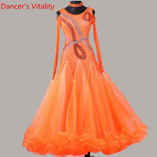 Nova Competição de Dança Moderna Traje Big Hem Vestido Roupas Desempenho Dança de Salão Valsa Padrão Nacional Da Fita do Diamante 2024 - compre barato