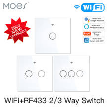 MOES NEW WiFi RF433 Smart Touch Switch 2/3 Way Smart Life/Tuya App Control,Alexa Google Home Voice Control 1/2/3/4 Gang EU 2024 - buy cheap