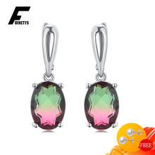 Trendy Earrings 925 Silver Jewelry Oval Shape Topaz Zircon Gemstone Drop Earring for Women Wedding Engagement Ornament Wholesale 2024 - buy cheap