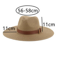 bone praia chapeu feminino chapeu masculino Verão chapéus das mulheres dos homens sólida cinto banda big brim 11 centímetros de palha casual chapéus de sol praia ao ar livre proteção chapéus de sol sombreros de mujer 2024 - compre barato