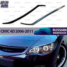 Funda con forro de cejas para faros delanteros, almohadillas para Honda Civic 4D 2006-2011 cilios, 1 juego/2 piezas, material exterior, plástico ABS, estilismo 2024 - compra barato