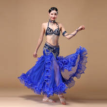 Performance Belly Dance Costume Outfit Set 3pcs Bra Top & Belt Hip Scarf & Skirt Bollywood Colour 2024 - buy cheap