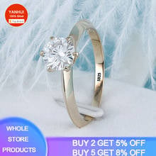 YANHUI Tibetan Silver S925 Handmade Ring Fine Jewelry 18K Gold Color 1 Carar CZ White Diamond Rings for Women Wedding Bijoux 2024 - buy cheap