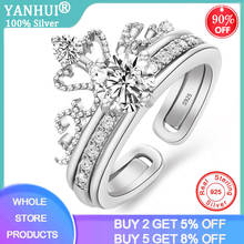 Anéis de prata refinada 100%, conjunto de anéis colecionáveis com coroa enchada de tamanho ajustável vintage 2024 - compre barato