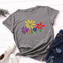 Women Short Sleeve Cotton T-Shirts Graphic Tees Summer Tee Tops for Female  Casual  Colored Flowers Tee Clothes 2024 - buy cheap