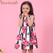 Vestido de princesa bear líder, vestido de meninas de 3 a 8 anos sem manga com estampa floral, novo estilo linha a, 2021 2024 - compre barato