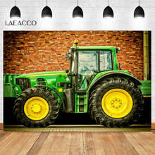 Laeacco-quadro de fotografia fotográfico, quadro de fazenda e trator com tijolo de parede para plano de fotos agrícolas 2024 - compre barato