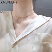 ANENJERY Silver Color Flat Beads Pendant Clavicle Chain Necklace for Women Girls Wedding Party Charm Jewelry Wholesale S-N705 2024 - buy cheap