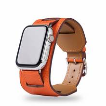41mm 45mm High Quality Strap for Apple Watch Band 42mm 38mm 40mm 44mm Genuine Leather Cuff Watchband for iWatch SE 6 5 4 3 2 1 2024 - buy cheap