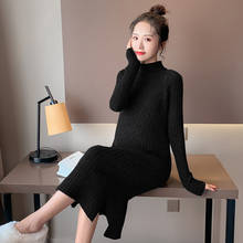 Платье для беременных зимняя модная женская верхняя одежда для беременных плотная одежда с разрезом подол платья для беременных в Корейском стиле 2024 - купить недорого