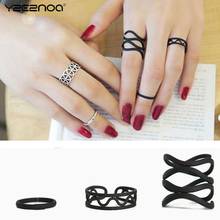 3Pcs/Set Korean Style Punk Ring Black Stack Plain Above Knuckle Ring For Women Hot Midi Finger Tip Rings Set Women Jewelry 2024 - buy cheap