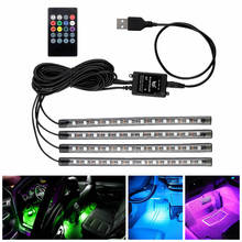 12V 10W RGB Светодиодный салона автомобиля Декор атмосферу с питанием от USB светильник музыкальный контроллер внутренний декор для автомобилей светильник s окружающей среды неоновые лампы 2024 - купить недорого