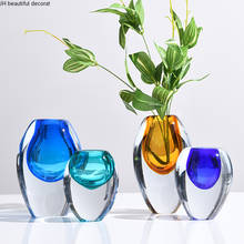 Современная стеклянная ваза, простой стеклянный аксессуар для цветочной композиции сушеных цветов, Настольная Ваза, креативное украшение для дома, гостиной 2024 - купить недорого