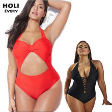 Women Plus Large Size One piece Swimsuit Red 2019 Female Swimwear Fused Stroj Costume Bathing Suit Monokini Stroj Swim Badpak 33 2024 - buy cheap