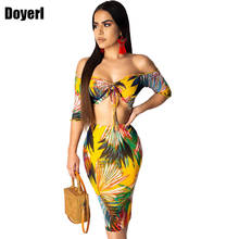 Floral Print Off Shoulder Sexy Two Piece Set Women Summer 2 Piece Skirt Set Bodycon Festival Clothing Party Club Beach Outfits 2024 - buy cheap