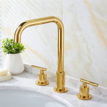 Golden Bathtub Basin Faucet Waterfall Widespread Tub Mixer Tap Deck Mounted Handshower Bath Shower Set 2 Handles 2024 - buy cheap