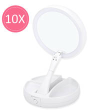 Espejo Led plegable con carga USB para maquillaje, espejo blanco con aumento de luz de doble cara, 7X 2024 - compra barato