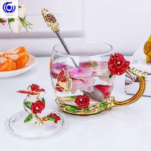 Flower teacups Home high temperature resistant crystal glasses Office women's cups will sell gift enamel holiday gifts 2024 - buy cheap