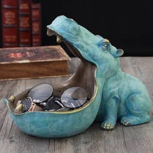 Resin Hippo Statue Ornaments Hippopotamus Sculpture Figurine Key Candy Storage Container Home Decoration Table Decor Accessories 2024 - buy cheap