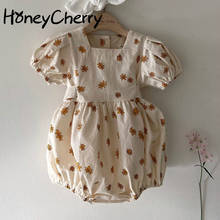 HoneyCherry Baby Girl Bodysuits Girls' Floral One-piece Clothes Bubble Sleeves Climbing Harbin Children's Fart Clothes 2024 - buy cheap