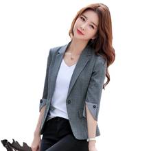 YASUGUOJI New 2019 Office Lady Solid Color Three Quarter Sleeve Blazer Women One Button Formal Office Dress and Jacket Women 2024 - buy cheap