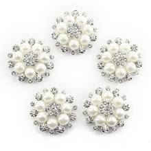 10pcs Faux Pearl Flower Buttons Embellishments for Craft Shank Clear Rhinestone Buttons Sewing Craft Beads for Clothes (Silver) 2024 - buy cheap