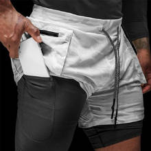 Pantalones cortos deportivos 2 en 1 para hombre, Shorts de camuflaje para Fitness, entrenamiento, secado rápido, para gimnasio 2024 - compra barato