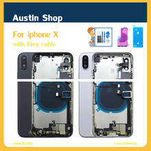 Full Housing for Iphone X XR Battery Back Cover Door Rear Case Middle Frame Chassis + Back Glass with Flex Cable Parts Assembly 2024 - buy cheap