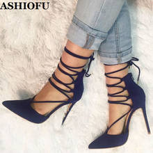 ASHIOFU New Large Size Handmade Women High Heel Pumps Crosscriss Party Prom Dress Shoes Office Daily Wear Fashion Court Shoes 2024 - buy cheap