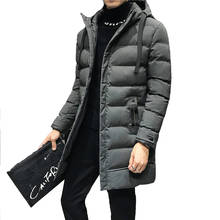 Men's Winter Warm Parkas Jacket Korean Long Coat Plus Size 4XL Slim Hoodied Outwear 2024 - buy cheap