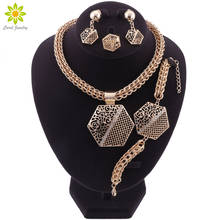 Fashion Jewelry Set African Nigeria Dubai Gold-color African Bead Jewelry Wedding Jewelry Set African Beads Necklace Earring Set 2024 - buy cheap