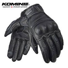 KOMINE-Guantes de cuero para motocicleta para hombre, manoplas de dedo completo, transpirables, para exteriores, Motocross 2024 - compra barato