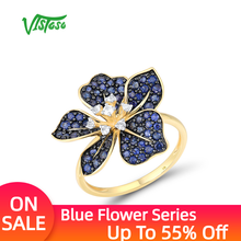 VISTOSO Pure 9K 375 Yellow Gold Rings For Women lab Created Sapphire White Topaz Blooming Flower Anniversary Gifts Fine Jewelry 2024 - buy cheap