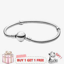 Original 925 Sterling Silver Pan Bracelet Shiny Round Classic Button Bracelet Fit European Charm Bracelets Women Jewelry 2024 - buy cheap