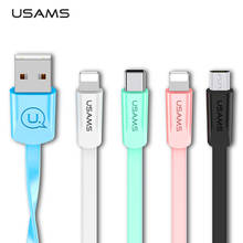 USAMS 1.2m 2A Lightning Type C Micro USB Colorful Phone Cable For iPhone 14 13 12 11 iPad Samsung  Xiaomi Huawei Charger Cables 2024 - buy cheap