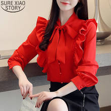 Blusas Mujer De Moda 2021 Korean Fashion Women Autumn Clothing New Long Sleeve Chiffon Blouses Bow Ruffles Female Shirts 5305 50 2024 - buy cheap