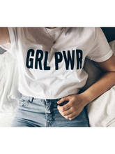 GRL PWR Print Girl Power Female T-shirt Feminist Shirts 90s Casual Tee Tops Women's T Shirt Clothes Streetwear 2024 - buy cheap