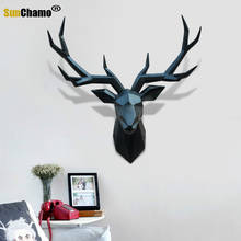 Cabeza de ciervo 3D de estilo nórdico, estatua colgante de pared, cabeza de Animal, decoración para sala de estar, comedor, pared de habitación 2024 - compra barato