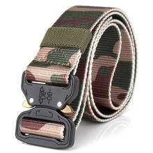 Cinturón de lona del ejército para hombre, cinturones de pantalones de diseñador táctico, cinturón de camuflaje militar de nailon grueso, equipo de escalada de talle alto 2024 - compra barato