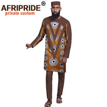 Mens Casual Tracksuit African Clothing Print Coats Ankara Pants Tribal Hat 3 Piece Set Dashiki Outfits Outwear Clothes A2016036 2024 - buy cheap