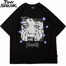 Мужская Уличная футболка в стиле хип-хоп, забавная футболка с буквенным принтом лица, новинка 2021, летние хлопковые топы Harajuku с короткими рукавами, черные футболки 2024 - купить недорого