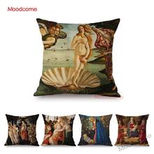 Sandro Botticelli Florence Art Birth of Venus World Famous Oil Painting Decorative Pillow Case Cotton Linen Sofa Cushion Cover 2024 - buy cheap